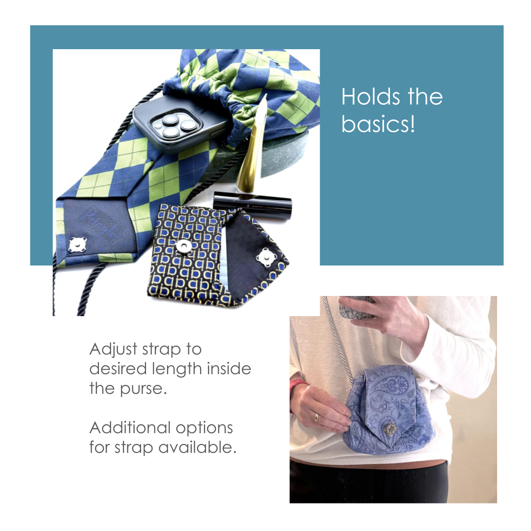 Blue paisley silk purse made from Cremieux tie