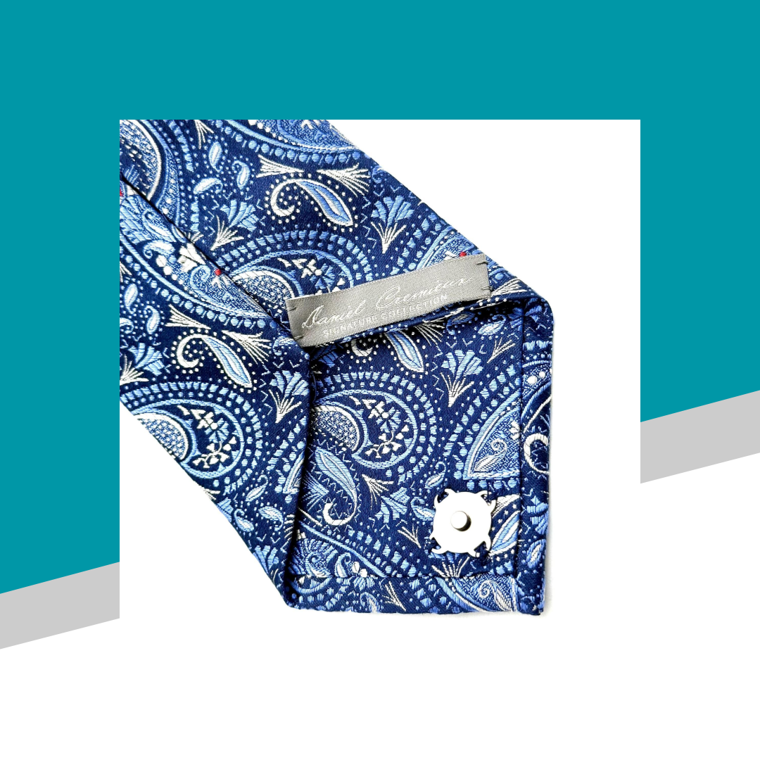 Blue paisley silk purse made from Cremieux tie