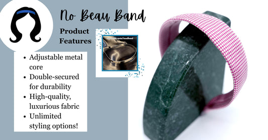 Elegant Black Tie Headband with Vintage Pin - Adjustable Handmade Accessory