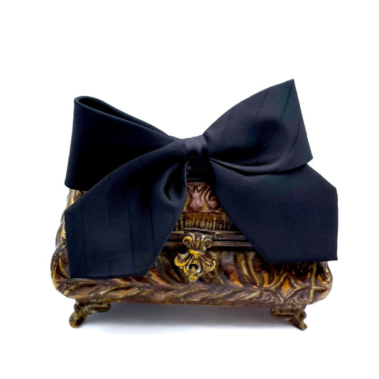 BLACK Tailored Big Bow on Barrette - Fun statement accessory for hair and more!